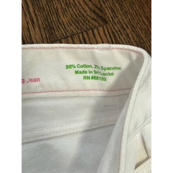 Lilly Pulitzer Main Line Straight Leg Jeans Mid Rise Pockets Denim White Size 4 - Picture 8 of 15